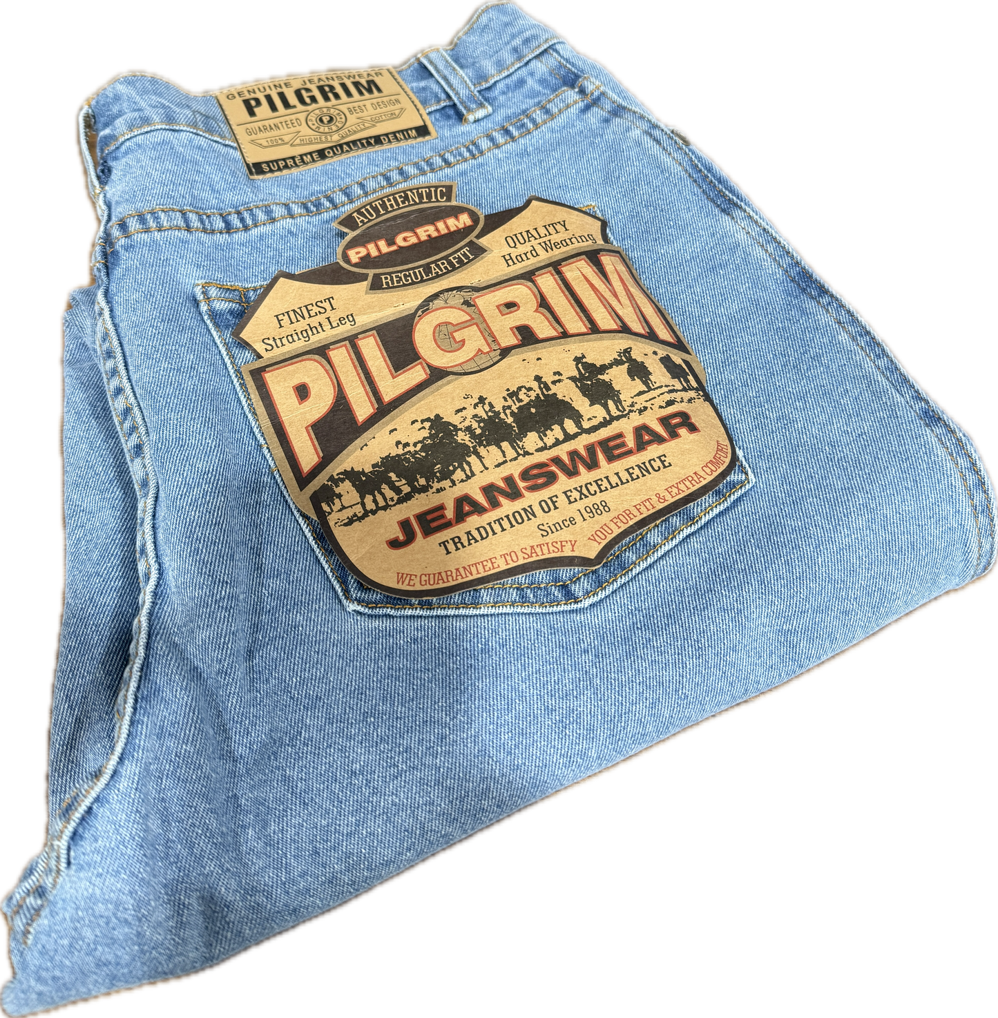 Mens 5 Pocket Western Jean, Stretch Fabrication, Short Leg, Indigo Double Stonewash