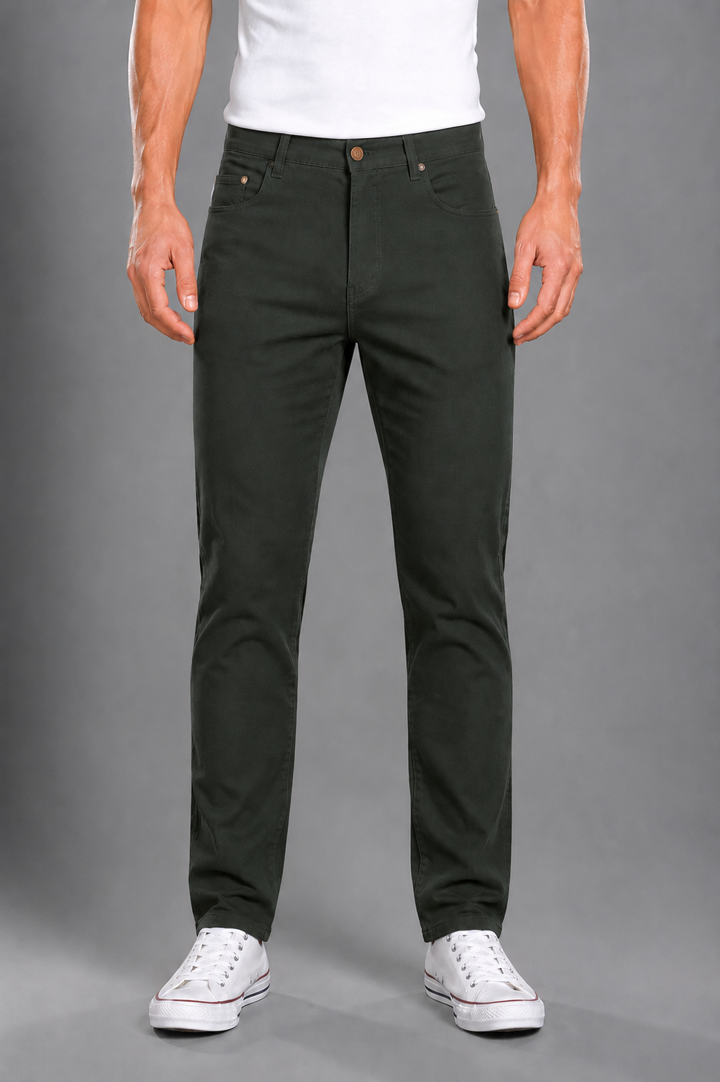 Mens 5 Pocket Western Moleskin Jean, Regular Fit, Short Leg, Olive