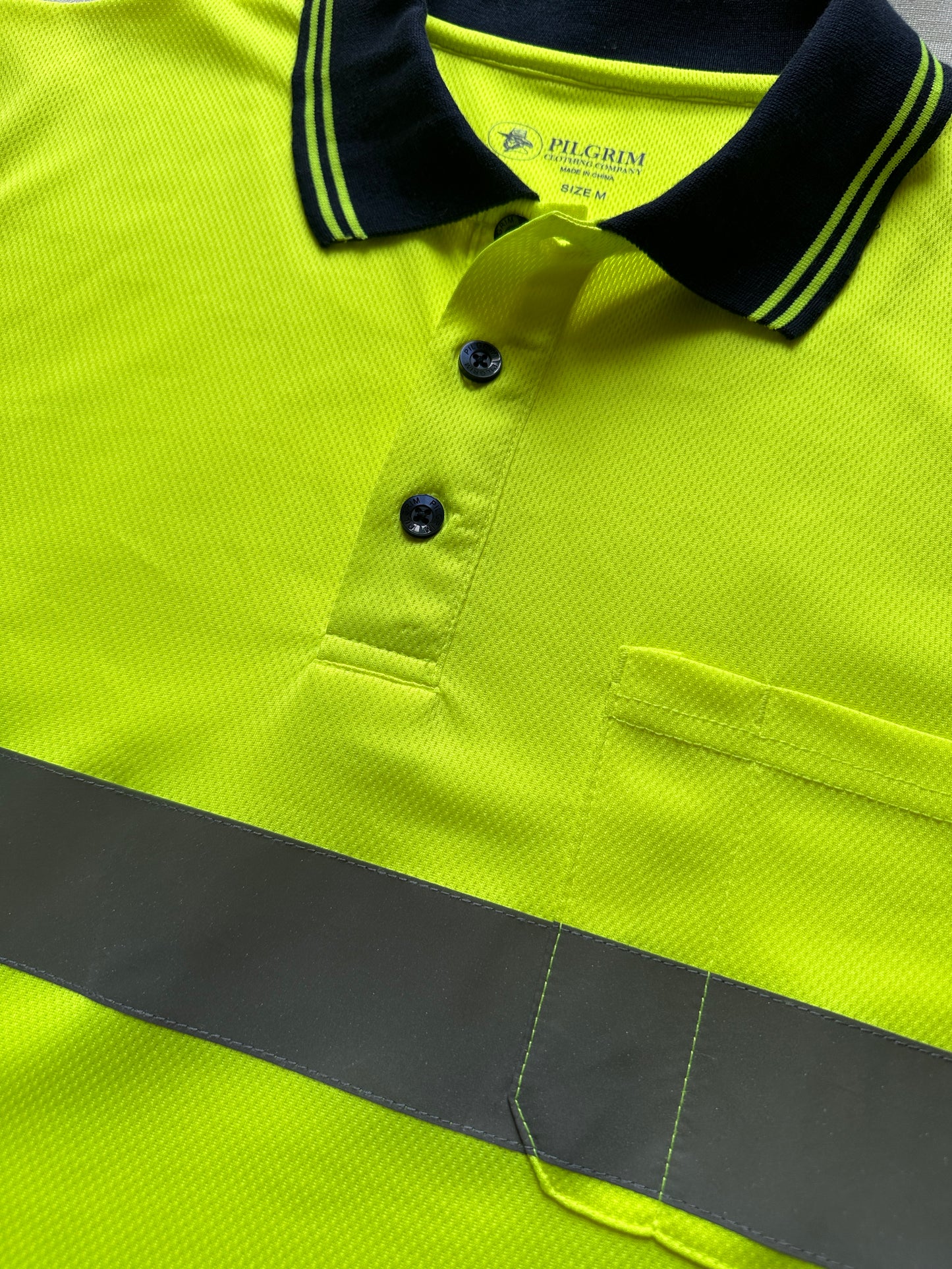Mens Hi-Vis Taped Long Sleeve Polo Shirt