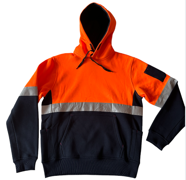Mens Hi-Vis Taped Popover Hooded Top