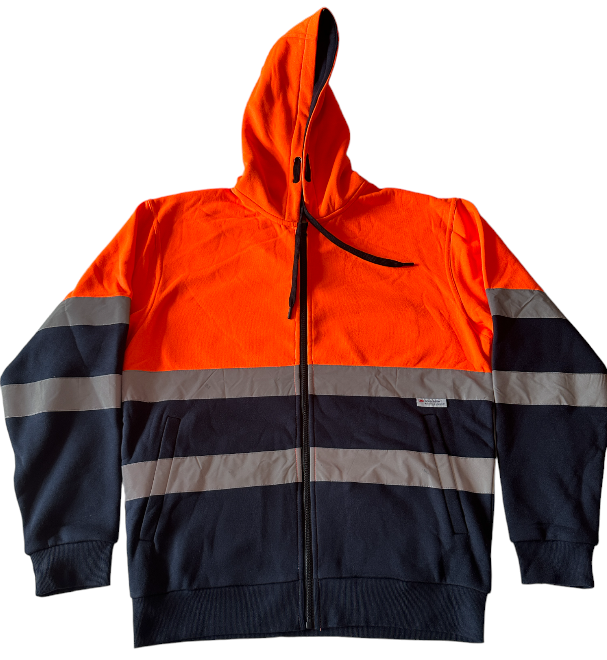 Mens Hi-Vis Taped Full Zip Hooded Top