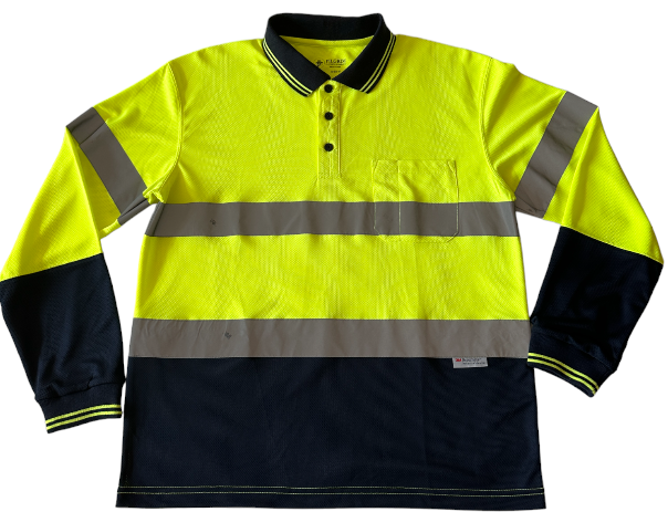 Mens Hi-Vis Taped Long Sleeve Polo Shirt