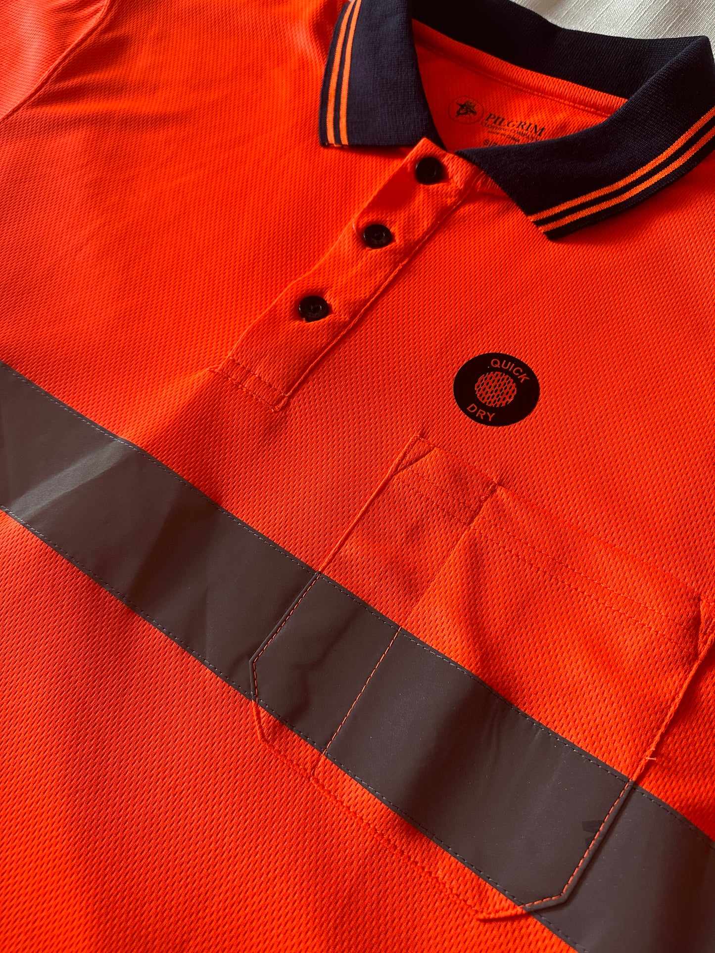 Mens Hi-Vis Taped Long Sleeve Polo Shirt