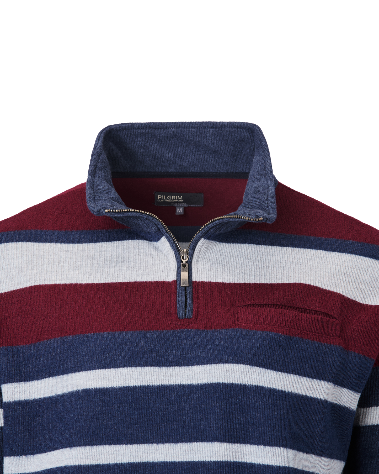 Mens Quarter Zip Top - Navy / Berry