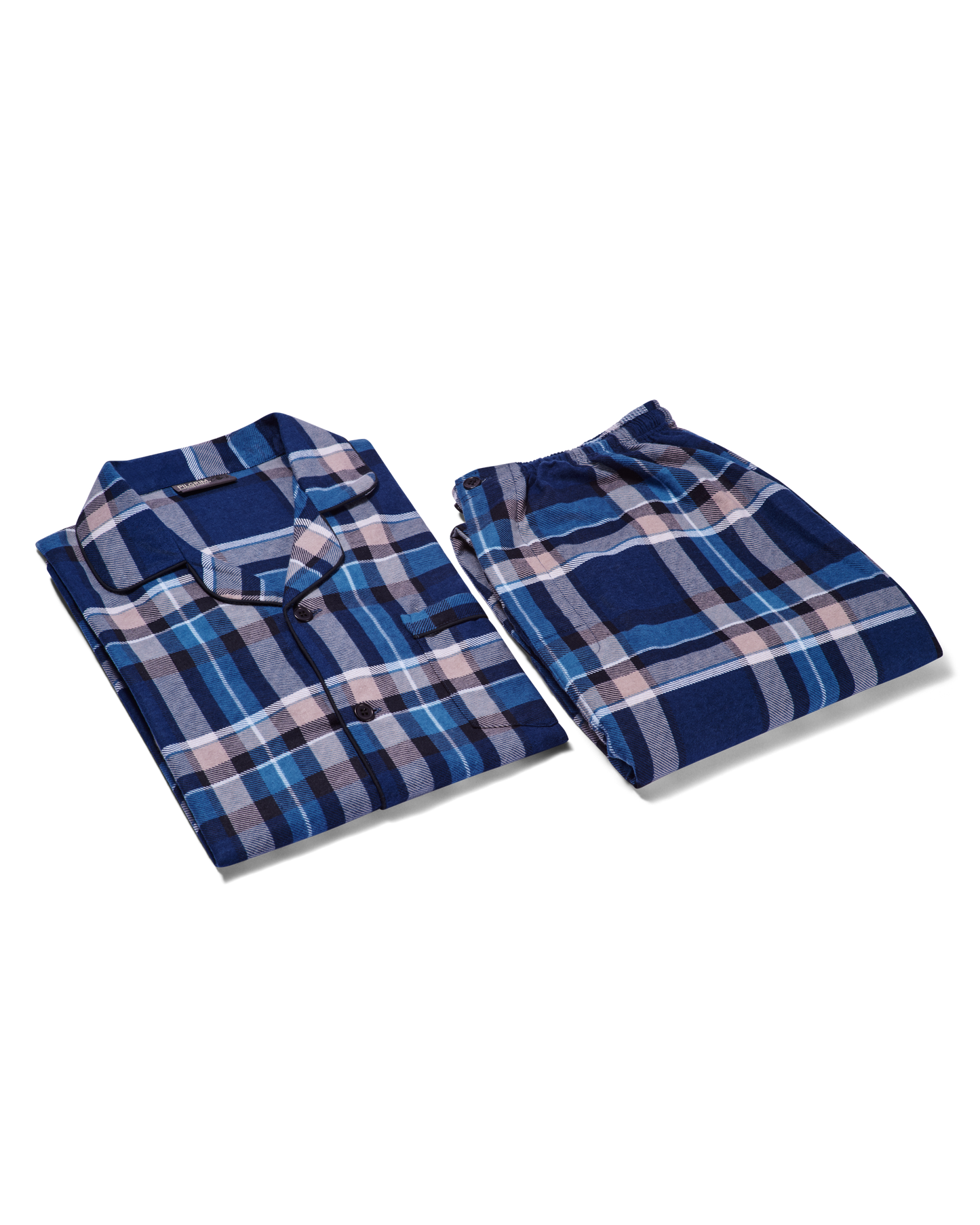 Mens Long Sleeve Pyjama Set - Indigo Combo