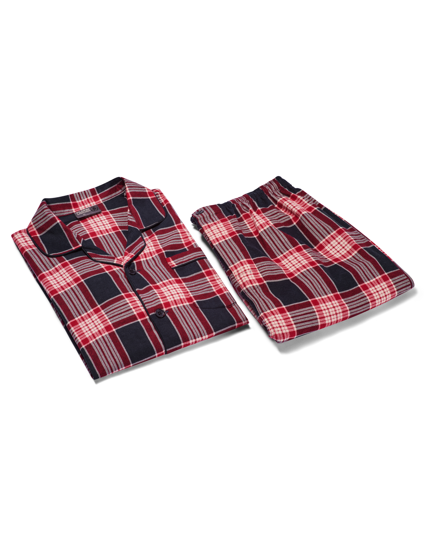 Mens Long Sleeve Pyjama Set - Red / Navy