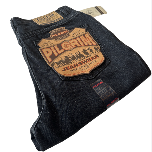 Mens 5 Pocket Western Jean, Stretch, Regular Leg, Black Stonewash