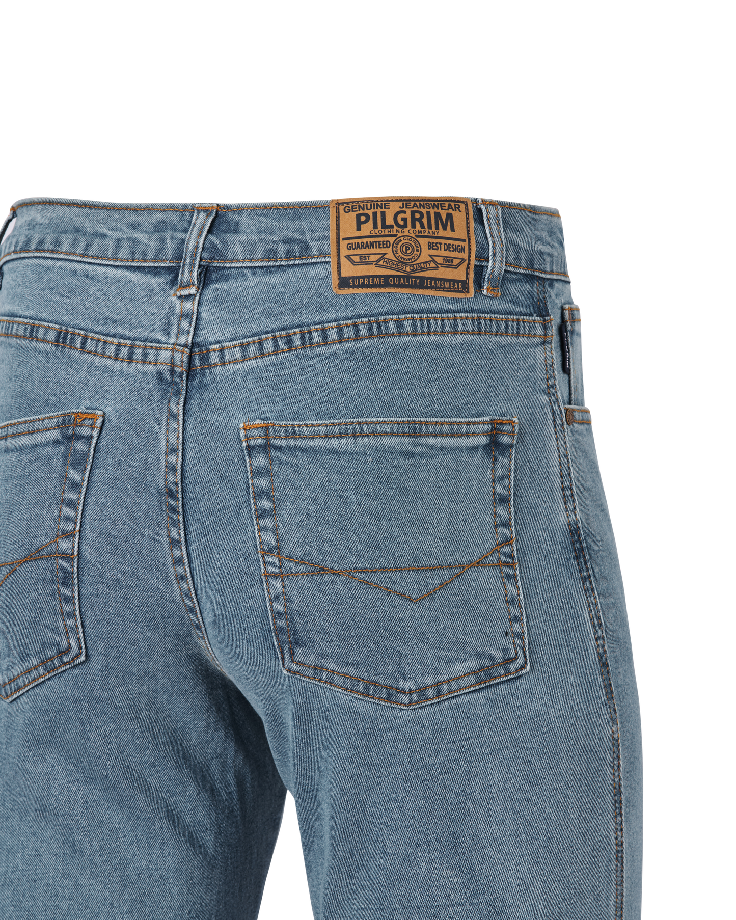 Mens 5 Pocket Western Jean, Stretch Fabrication, Short Leg, Indigo Double Stonewash