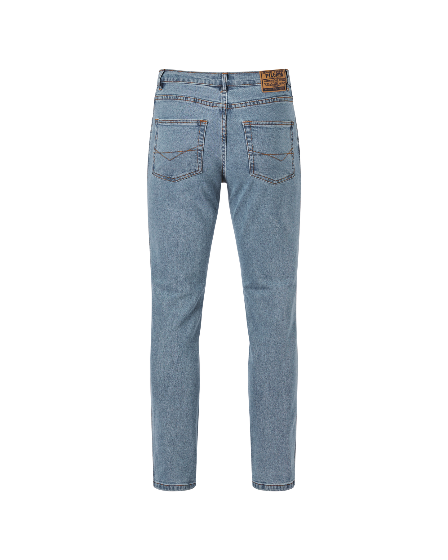Mens 5 Pocket Western Jean, Stretch Fabrication, Short Leg, Indigo Double Stonewash