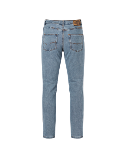 Mens 5 Pocket Western Jean, Stretch Fabrication, Short Leg, Indigo Double Stonewash