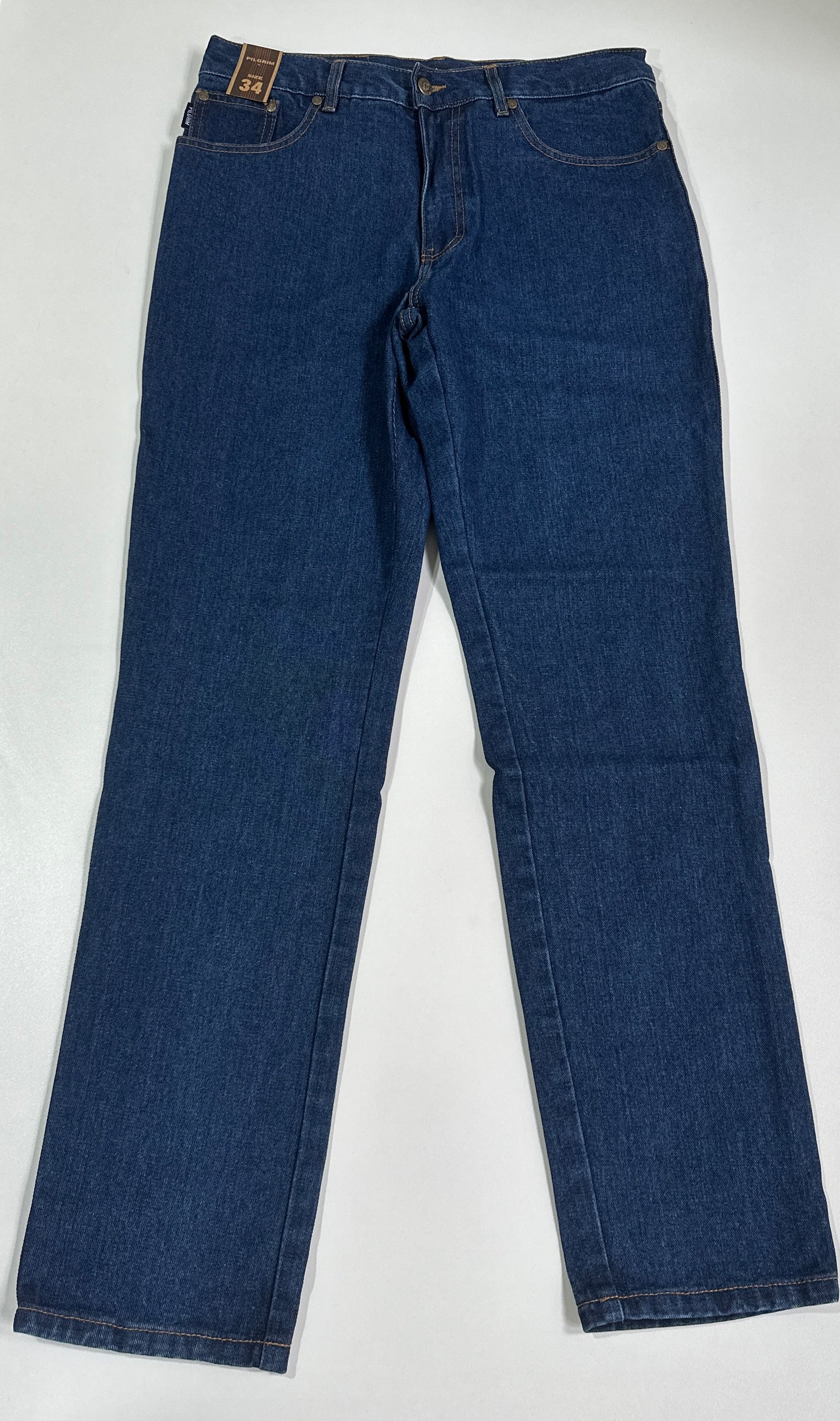Mens 5 Pocket Western Jean, Non-stretch, Short Leg, Indigo Stonewash