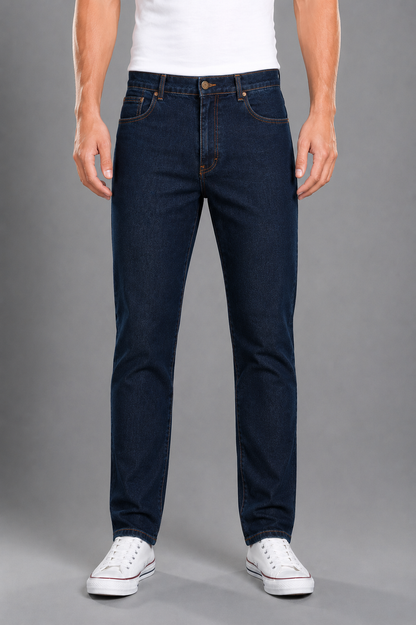 Mens 5 Pocket Western Jean, Non-stretch, Regular Leg, Indigo Stonewash