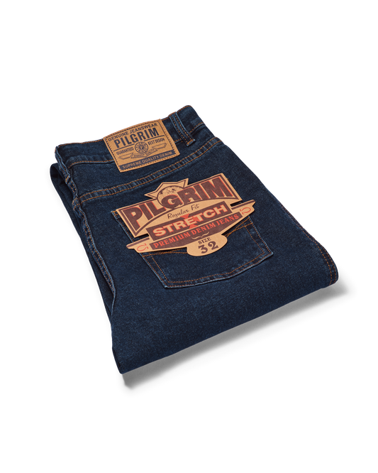 Mens 5 Pocket Western Jean, Non-stretch, Regular Leg, Indigo Stonewash