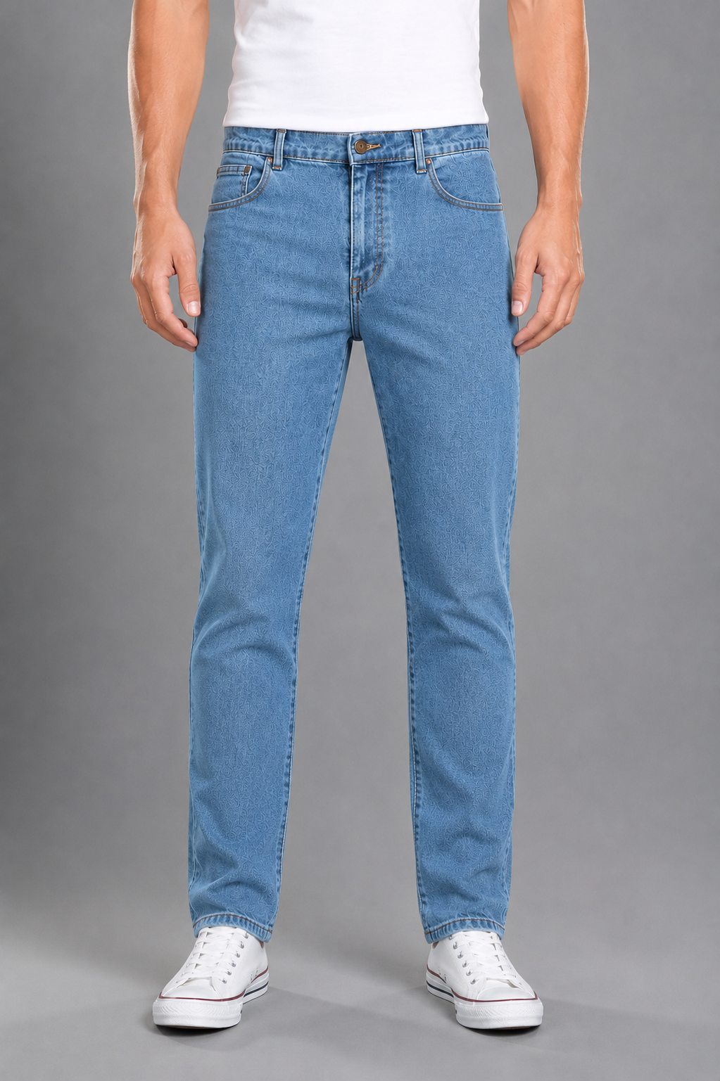 Mens 5 Pocket Western Jean, Stretch Fabrication, Regular Leg, Indigo Double Stonewash