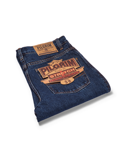 Mens 5 Pocket Western Jean, Stretch, Regular Leg, Indigo Stonewash
