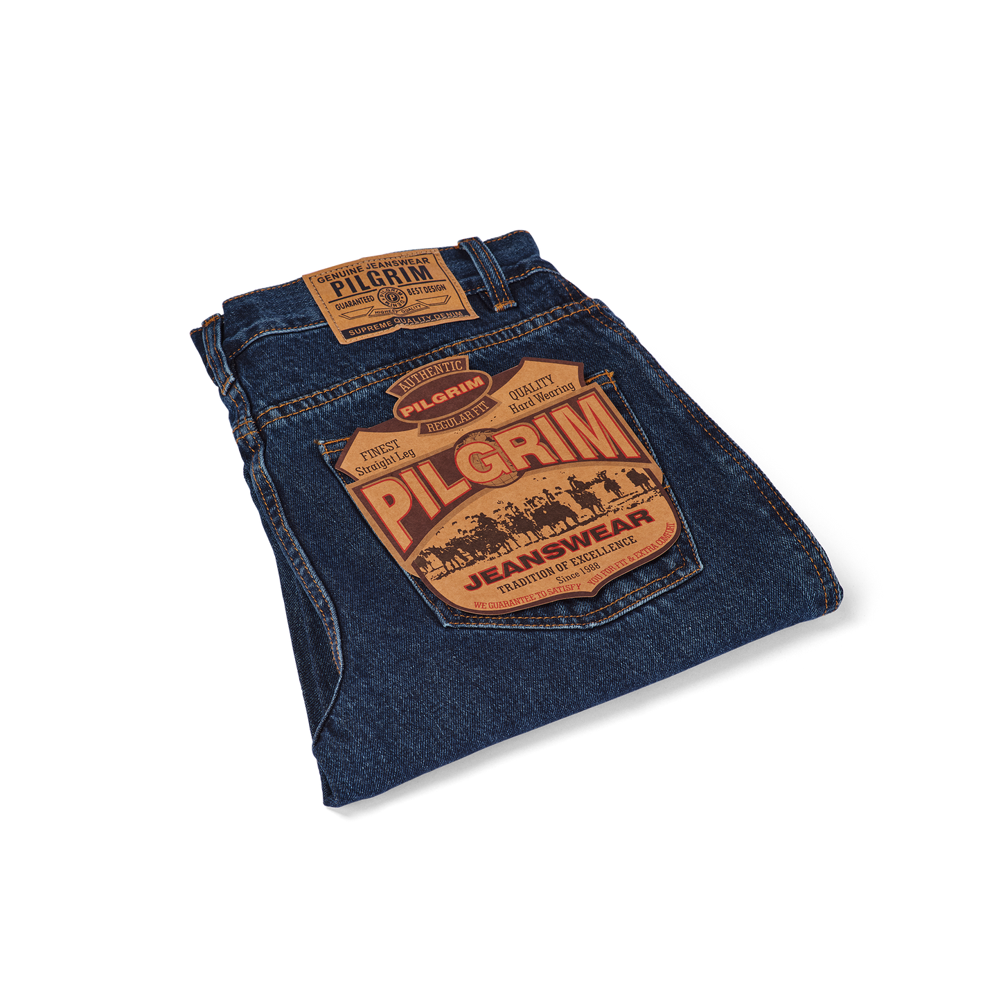 Mens 5 Pocket Western Jean, Non-stretch, Regular Leg, Indigo Stonewash