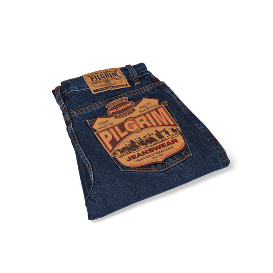 Mens 5 Pocket Western Jean, Non-stretch, Regular Leg, Indigo Stonewash