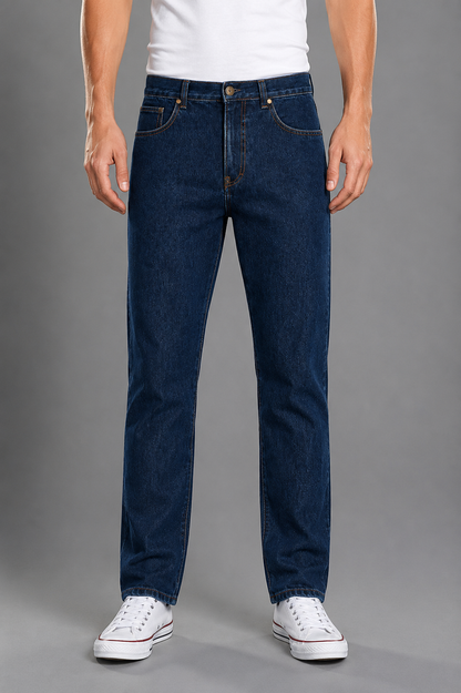 Mens 5 Pocket Western Jean, Stretch Fabrication, Short Leg, Indigo Stonewash