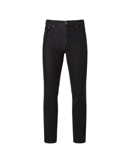 Mens 5 Pocket Western Jean, Stretch, Short Leg, Black Stonewash