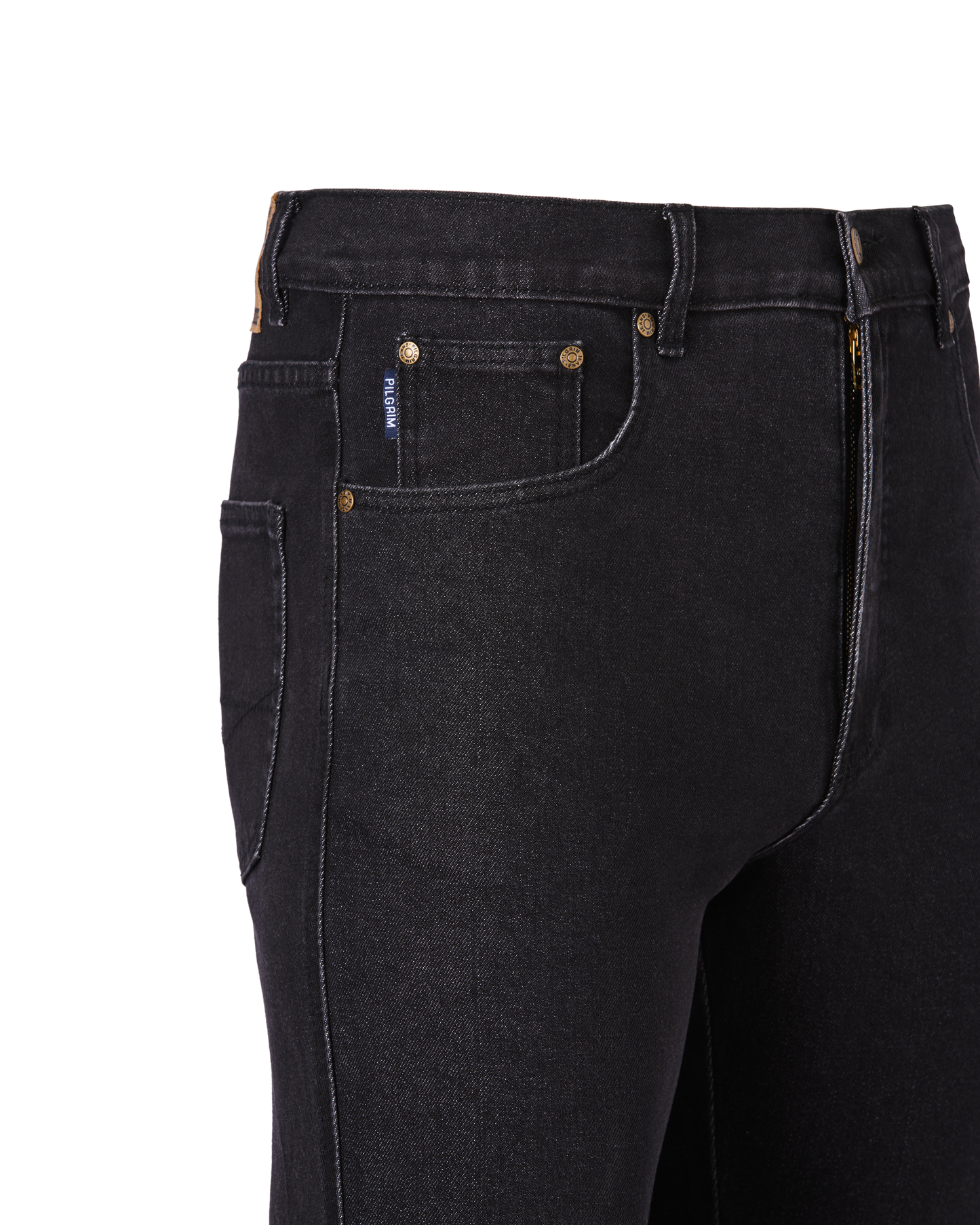 Mens 5 Pocket Western Jean, Stretch, Short Leg, Black Stonewash