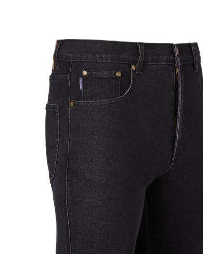 Mens 5 Pocket Western Jean, Stretch, Short Leg, Black Stonewash