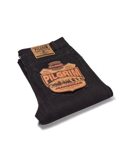 Mens 5 Pocket Western Jean, Stretch, Short Leg, Black Stonewash