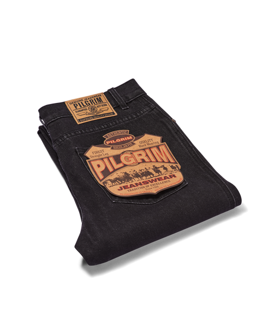 Mens 5 Pocket Western Jean, Stretch, Short Leg, Black Stonewash