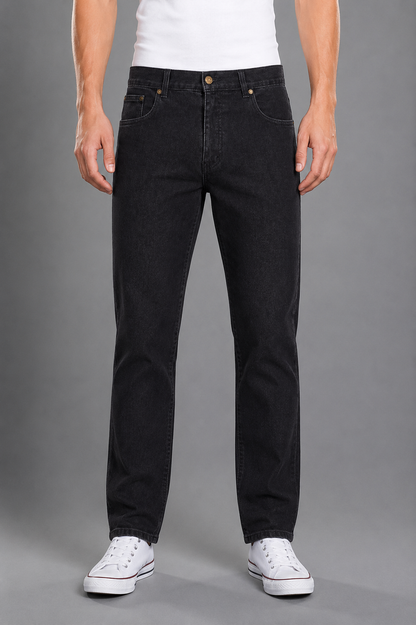 Mens 5 Pocket Western Jean, Stretch, Short Leg, Black Stonewash