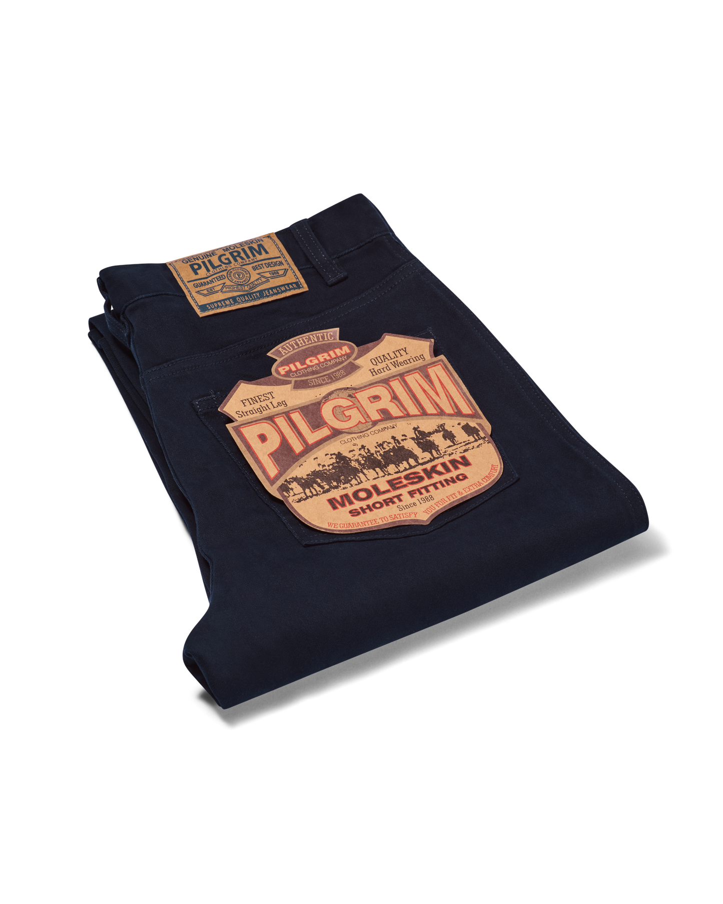 Mens 5 Pocket Western Moleskin Jean, Regular Fit, Short Leg, Navy