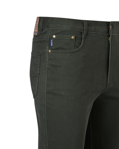 Mens 5 Pocket Western Moleskin Jean, Regular Fit, Short Leg, Olive