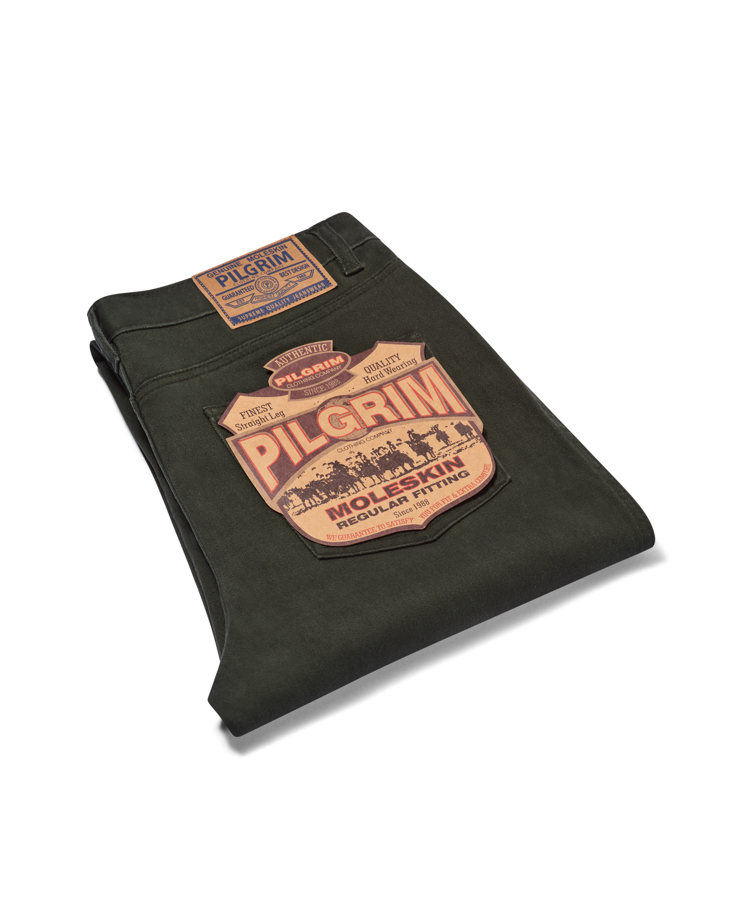 Mens 5 Pocket Western Moleskin Jean, Regular Fit, Short Leg, Olive