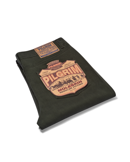 Mens 5 Pocket Western Moleskin Jean, Regular Fit, Short Leg, Olive