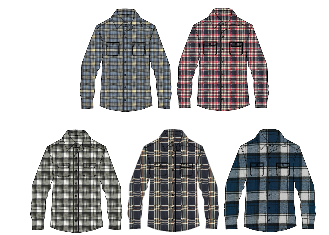 Mens Full Button Flannelette Shirt - 5pk Bundle - Size Large