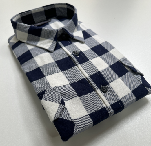 Mens Regular Size Full Button Flannelette Shirt (Navy White)