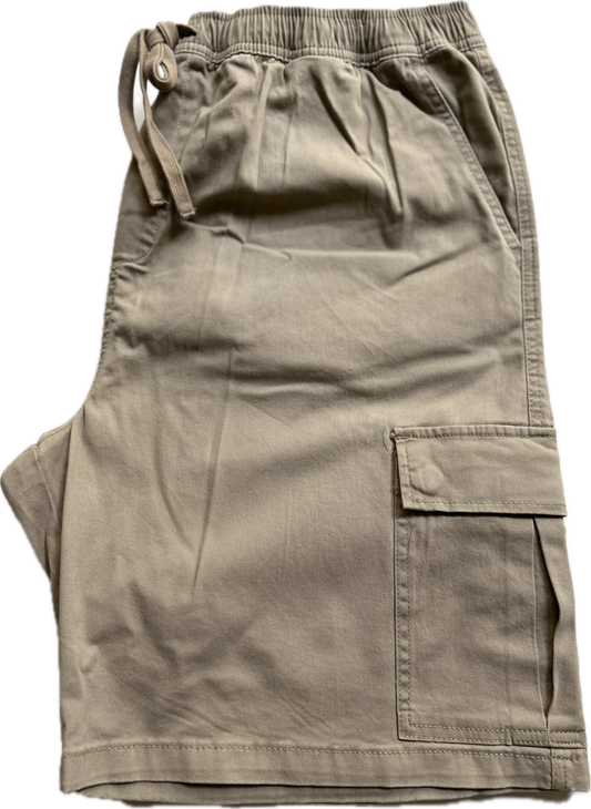 Elastic Waist Cargo Short - Stone