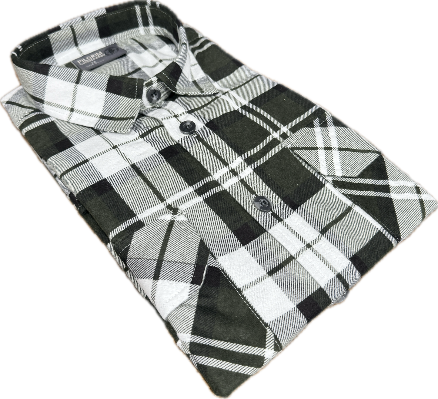 NEW SEASON - Mens Regular Size Full Button Flannelette Shirt (Green Check)