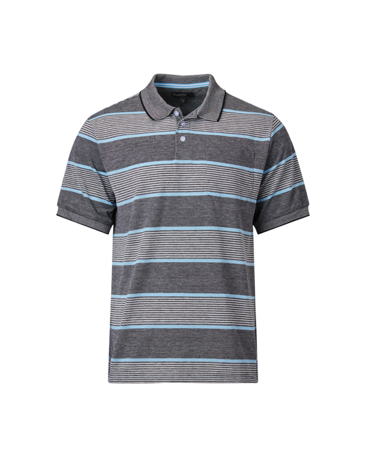 Mens Striped Polo Shirt - Blue / White Combo