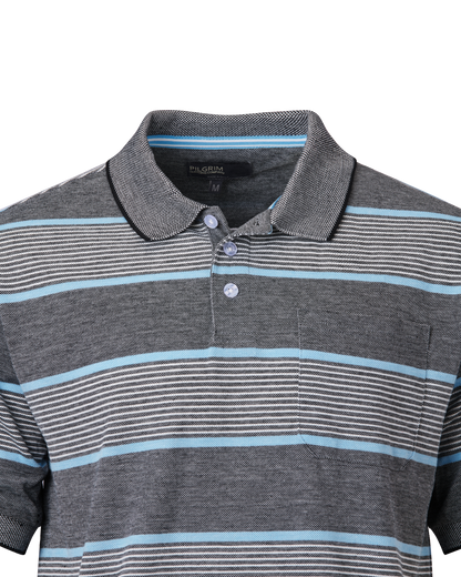 Mens Striped Polo Shirt - Blue / White Combo