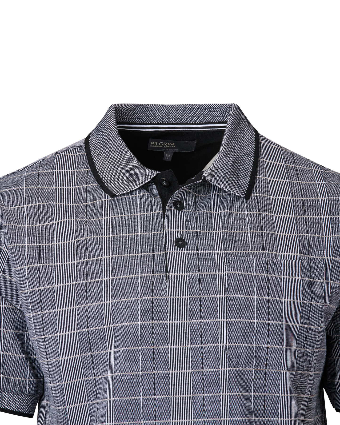 Mens Striped Polo Shirt - Black / White Combo