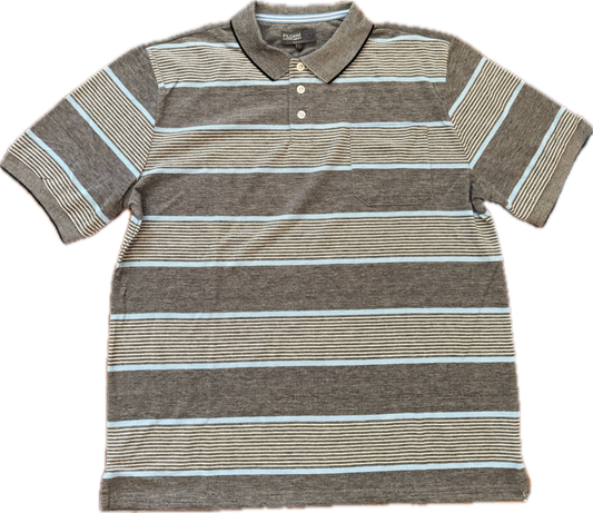 Mens Striped Polo Shirt - Blue / White Combo