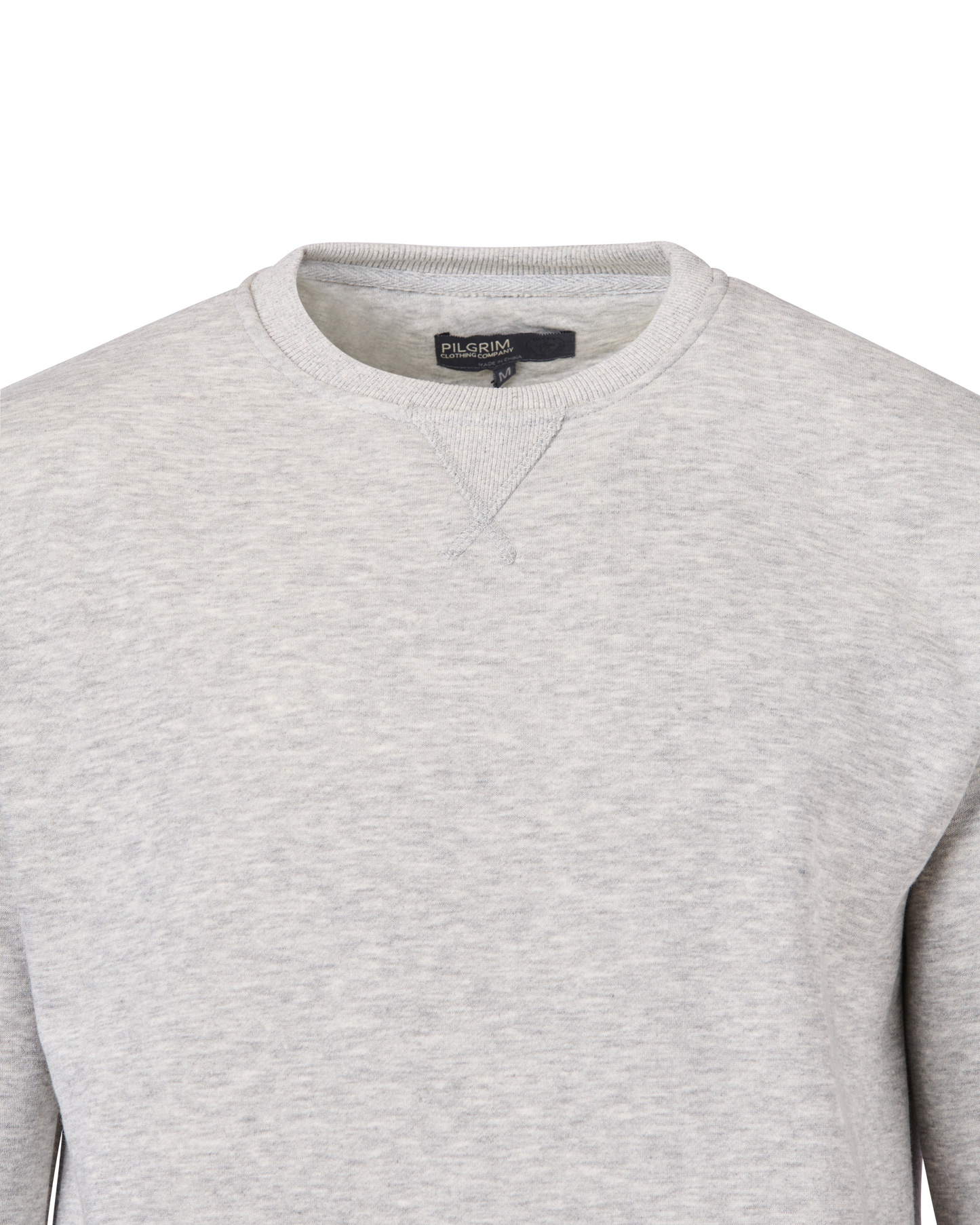Mens Crew Fleece Neck Top - Light Grey Marle