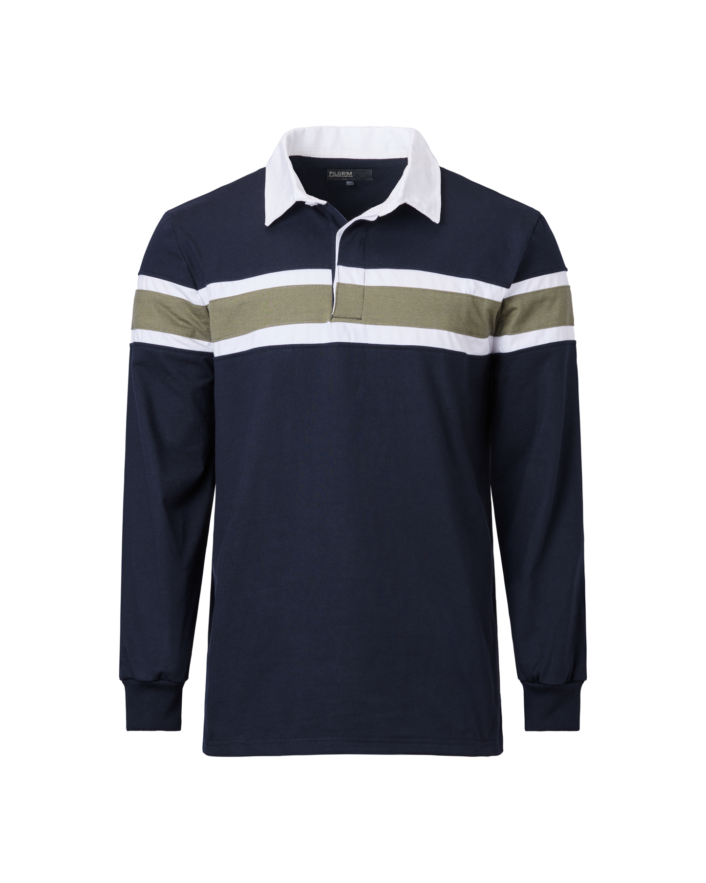 Mens Long Sleeve Rugby Top - Navy / Sage