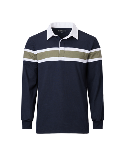 Mens Long Sleeve Rugby Top - Navy / Sage