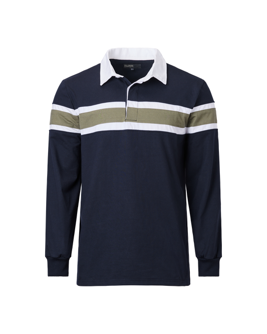 Mens Long Sleeve Rugby Top - Navy / Sage