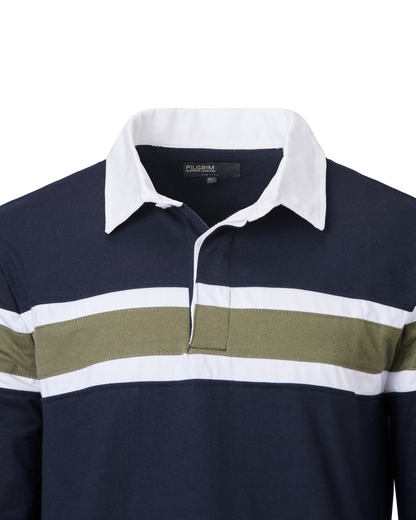 Mens Long Sleeve Rugby Top - Navy / Sage