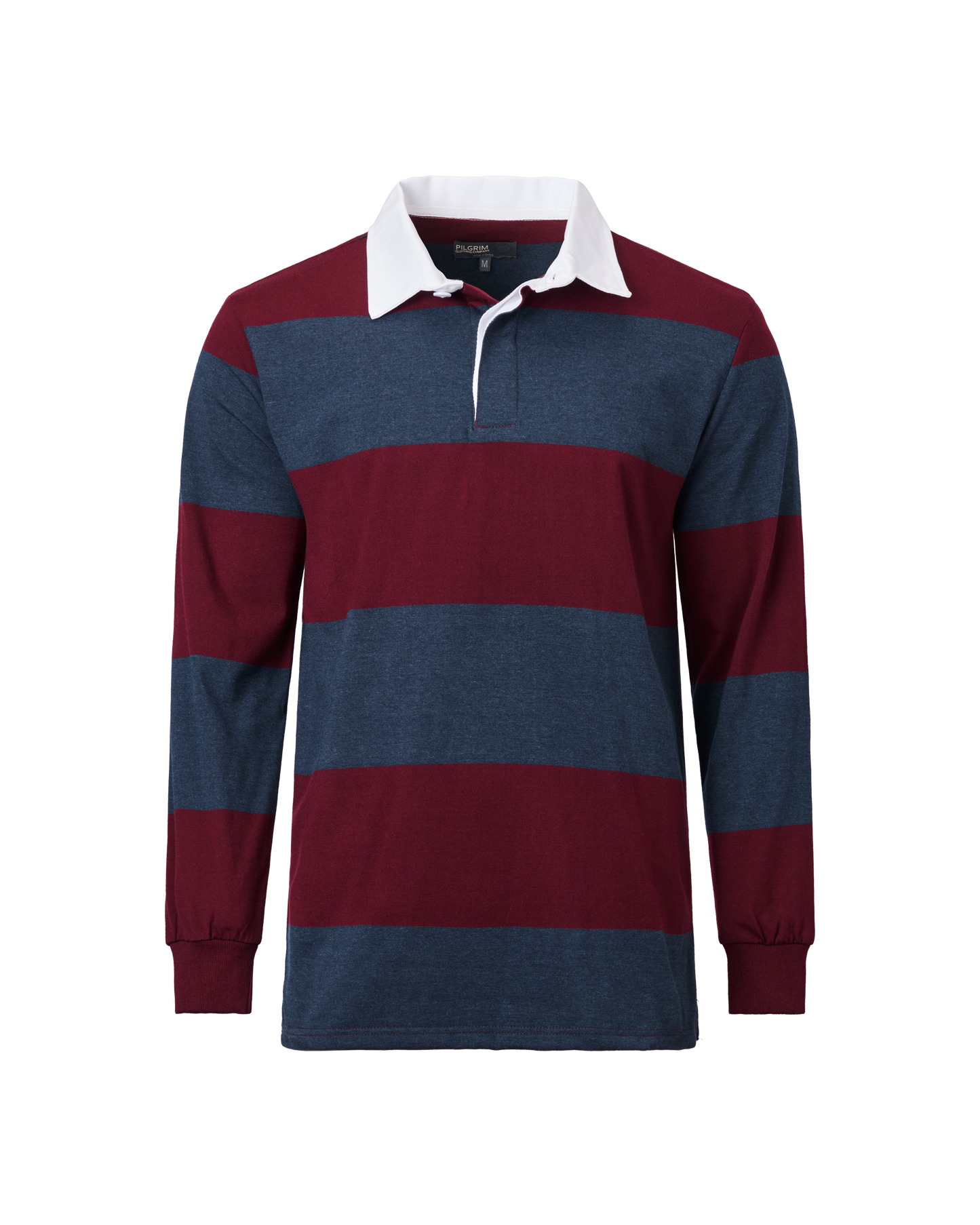 Mens Long Sleeve Rugby Top - Wine / Blue