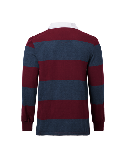 Mens Long Sleeve Rugby Top - Wine / Blue