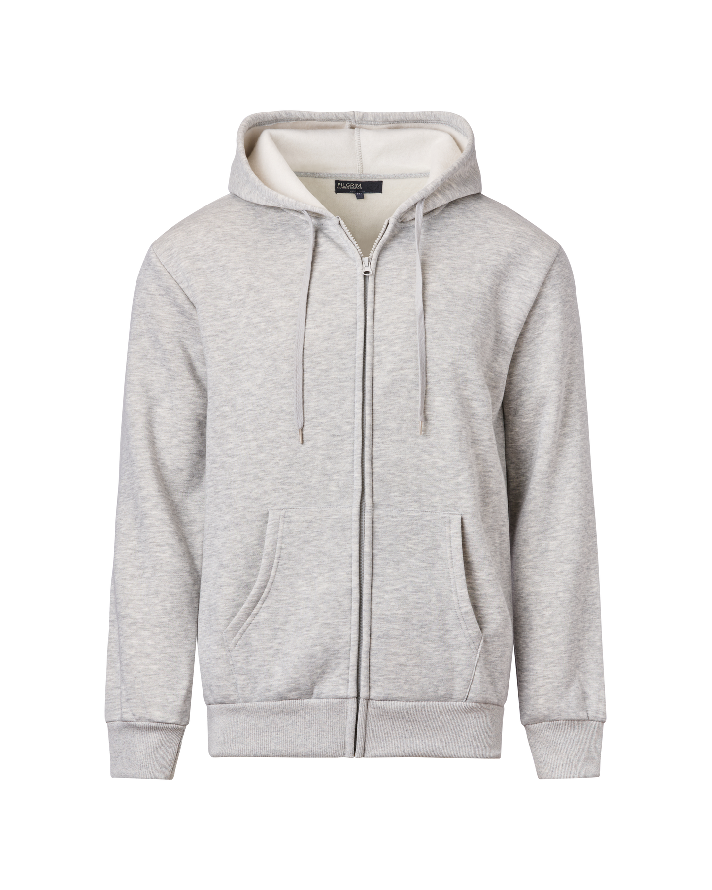 Mens Full Zip Hooded Top - Light Grey Marle