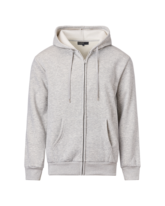 Mens Full Zip Hooded Top - Light Grey Marle