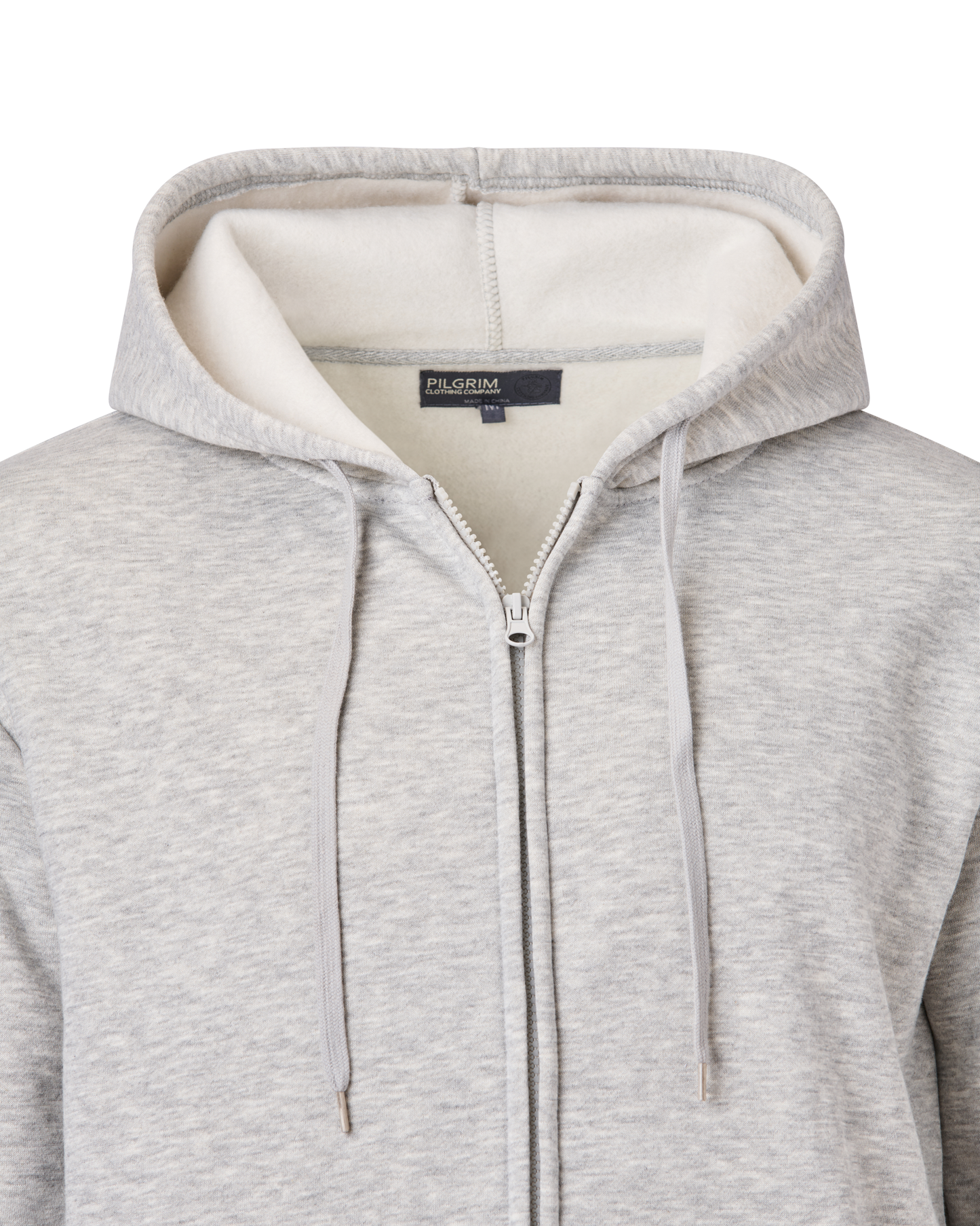 Mens Full Zip Hooded Top - Light Grey Marle